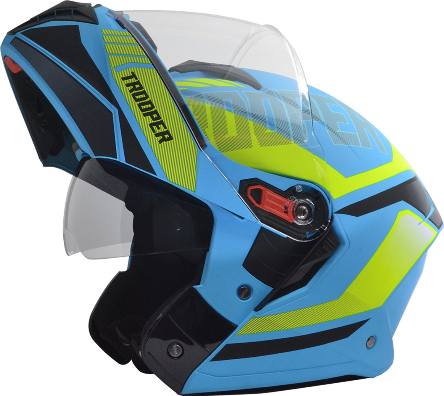 Image of STUDDS Trooper D3 isi & Dot Certified Flip-up Full Face 600mm with Dual Visor Motorbike Helmet (Matt Black N10 Orange)