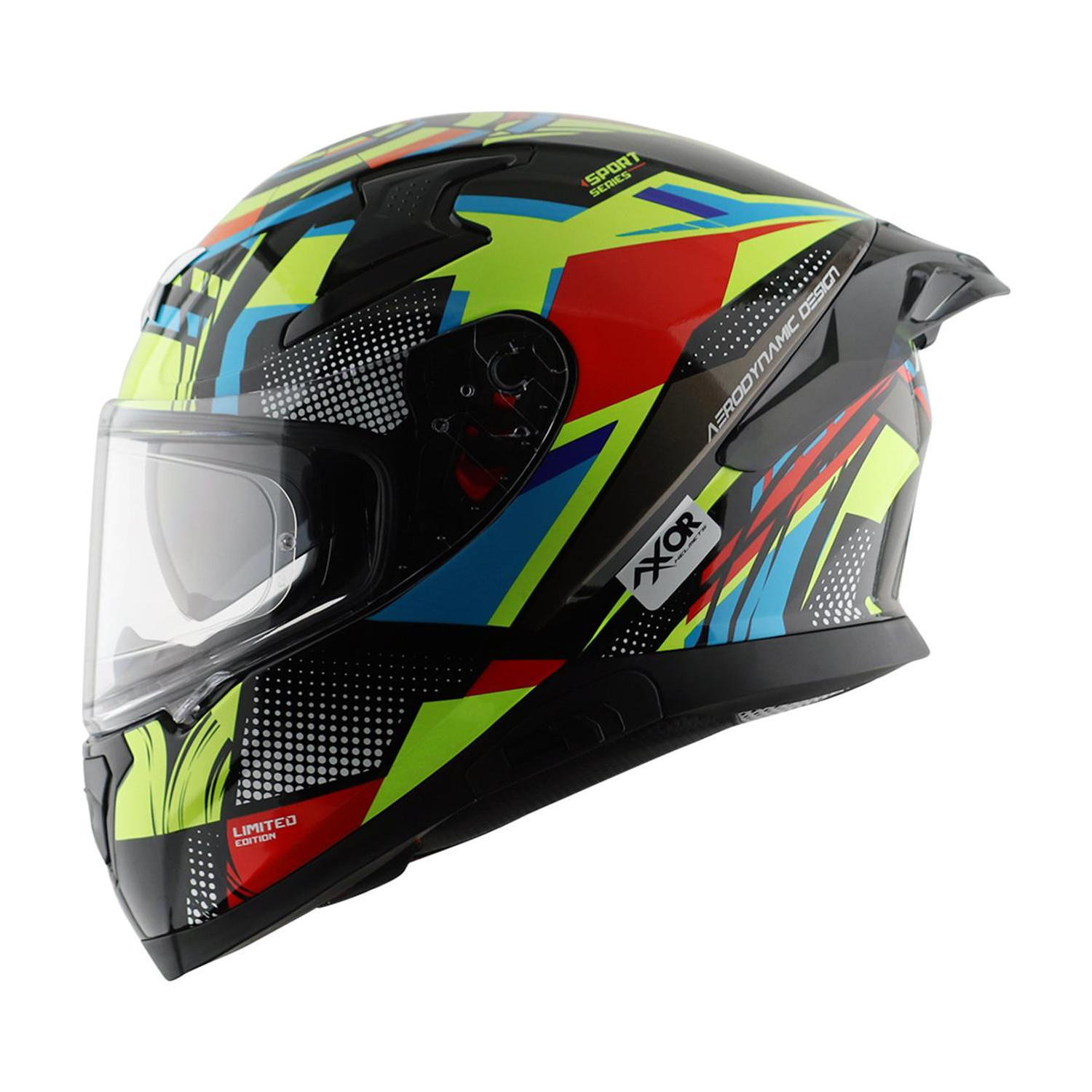Image of IGNYTE IGN-4 Racer ISI /DOT Certified Full Face Graphic Helmet with Inner Sun Shield Motorbike Helmet (Glossy Black White with Anti Fog Clear Visor)