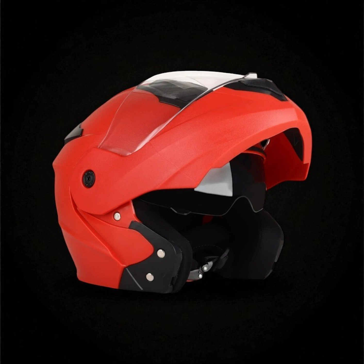 Image of STUDDS Trooper D3 isi & Dot Certified Flip-up Full Face 580mm with Dual Visor Motorbike Helmet (Glossy Black N6 White)