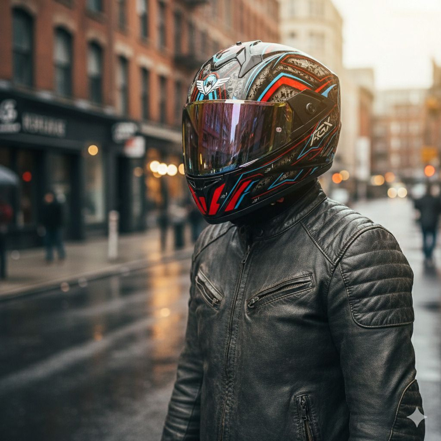 Image of SMK TYPHOON MOTORHEAD GL676 GLOSSY GREY ORANGE Motorbike Helmet (Orange, Black)