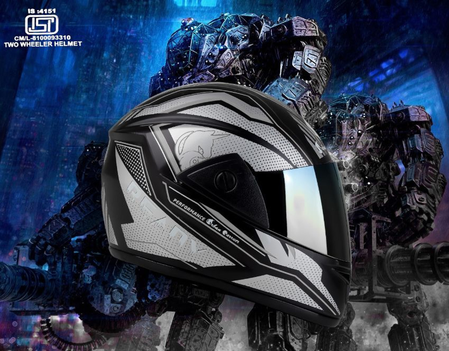 Image of urban carrier ABS Material Full Face Rainbow Visor, UV Scratch Resistance(A113) Motorbike Helmet (Grey)