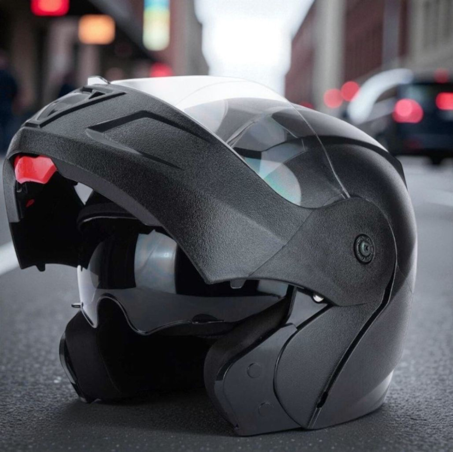 Image of VEGA EVO Dual Visor Full Face ISI Certified Black Large 580mm Motorbike Helmet (Black)