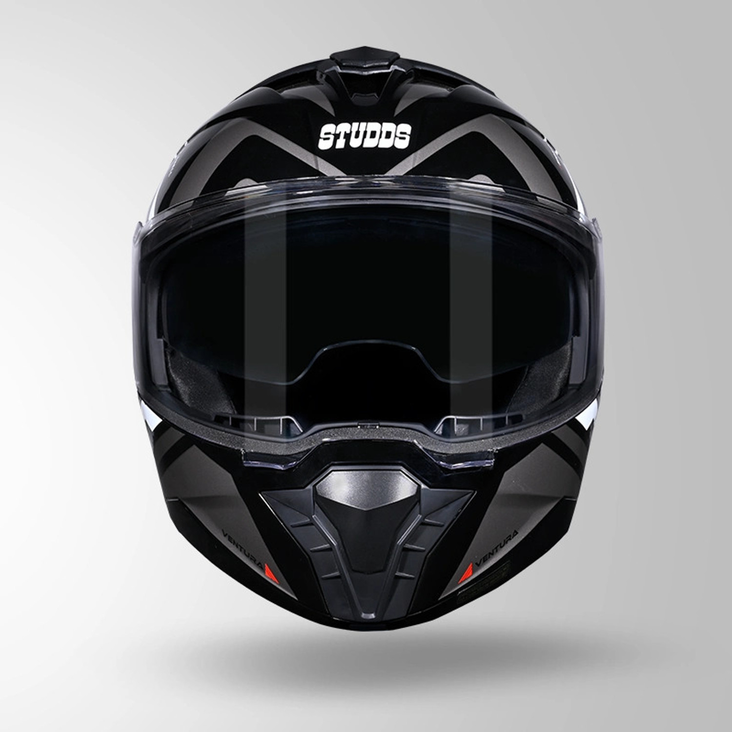 Image of STUDDS Trooper D3 isi & Dot Certified Flip-up Full Face 580mm with Dual Visor Motorbike Helmet (Glossy Black N6 White)