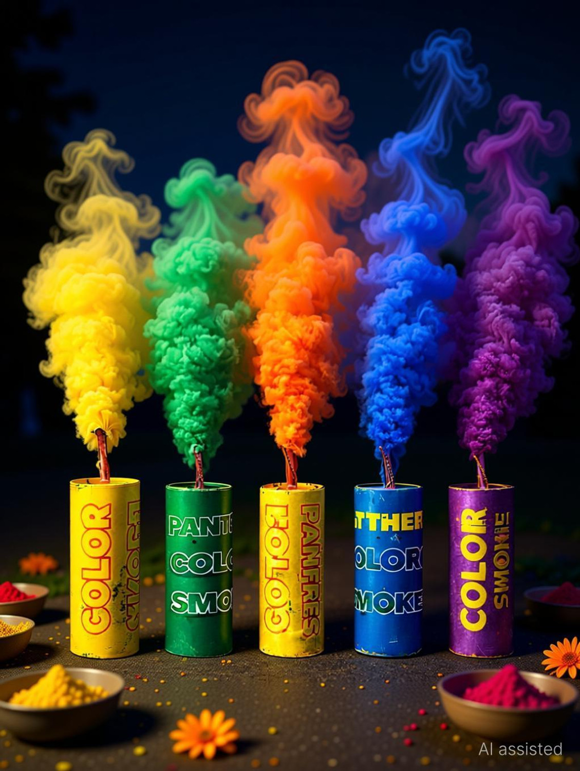 Image of Kidswise SMALL Size Color Smoke Fog Fountain [multicolor] Holi Color Powder Pack of 1 (Multicolor, 200 g)