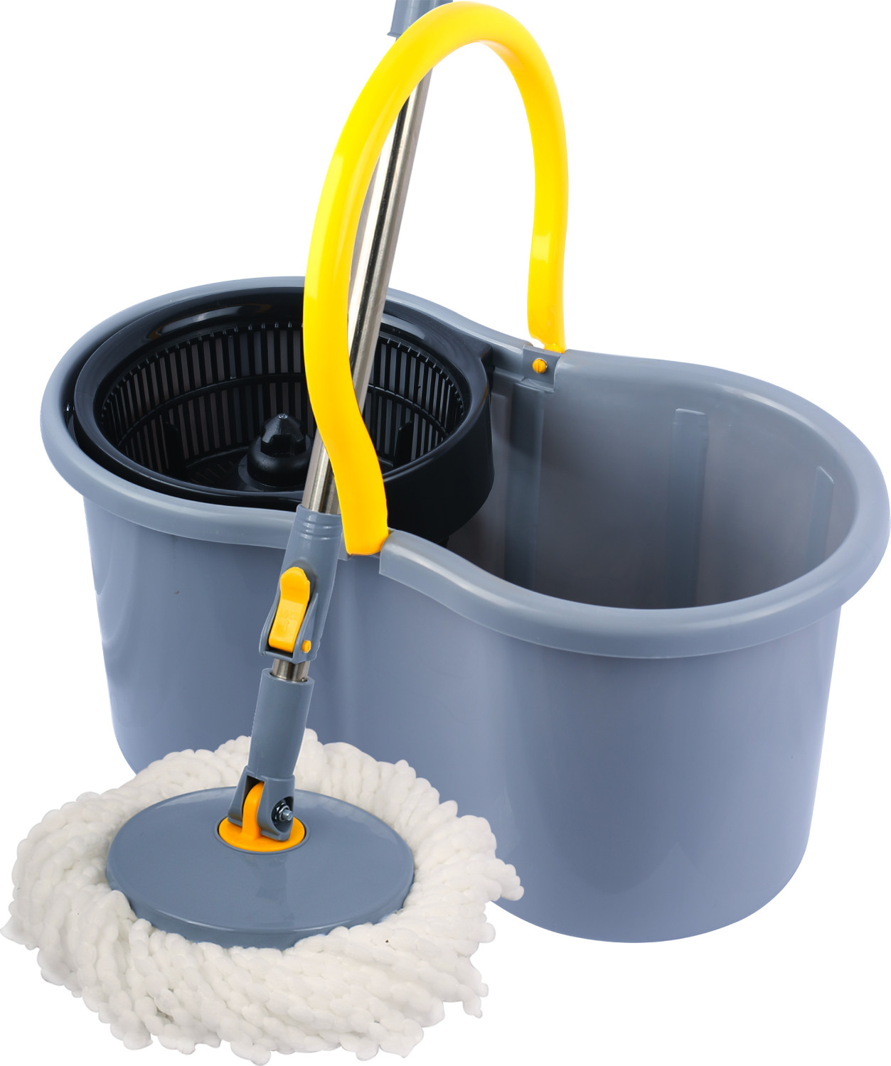 Image of Esquire Grey Plastic 360� Spin Mop Set with Easy Wheels Floor Wiper (Multicolor)