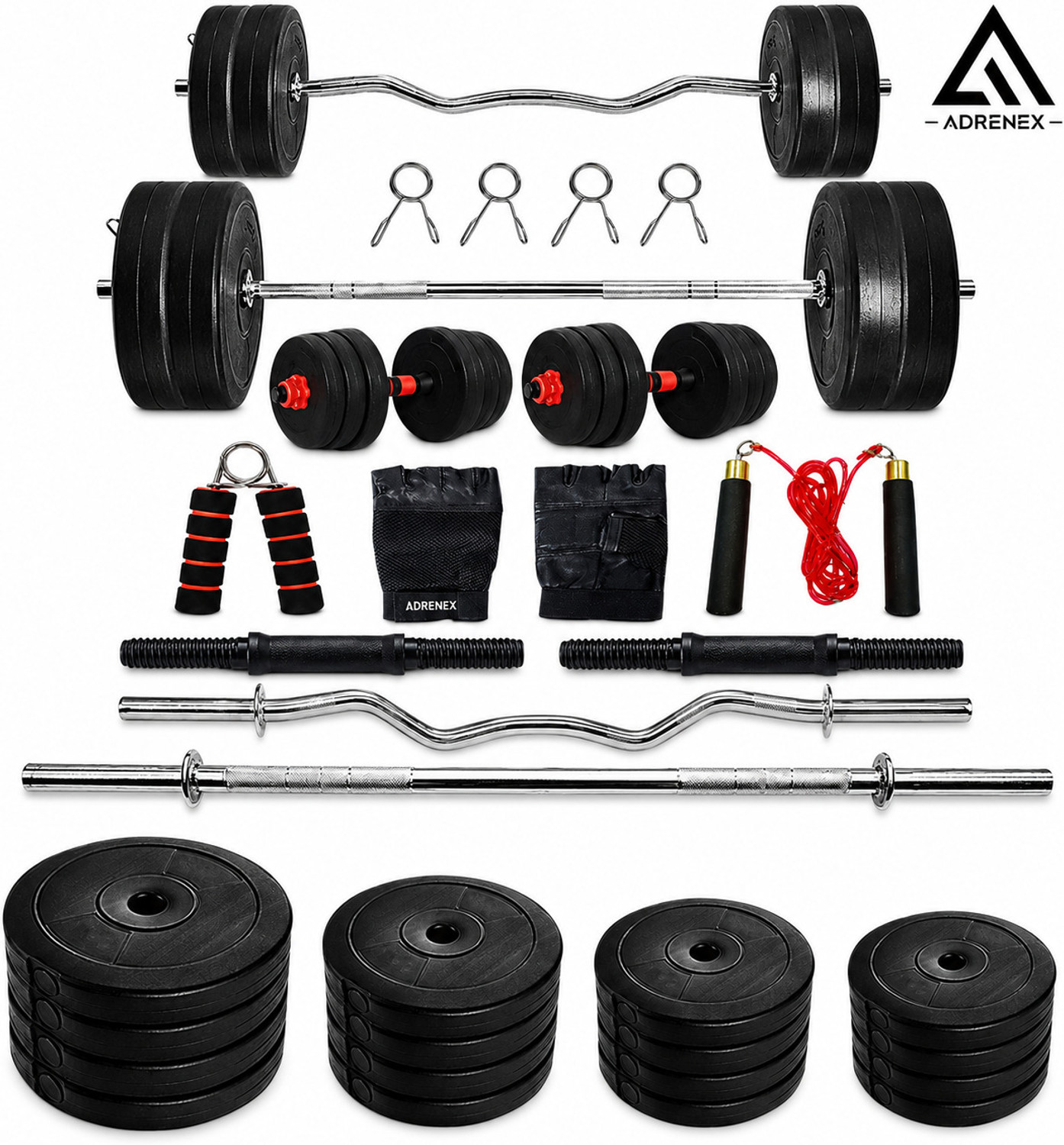 Image of JMB 31 kg 30KG-pvc plates(5*4 /2.5*4), 3ft straight rod, dumbbell rod & Accessories Home Gym Combo