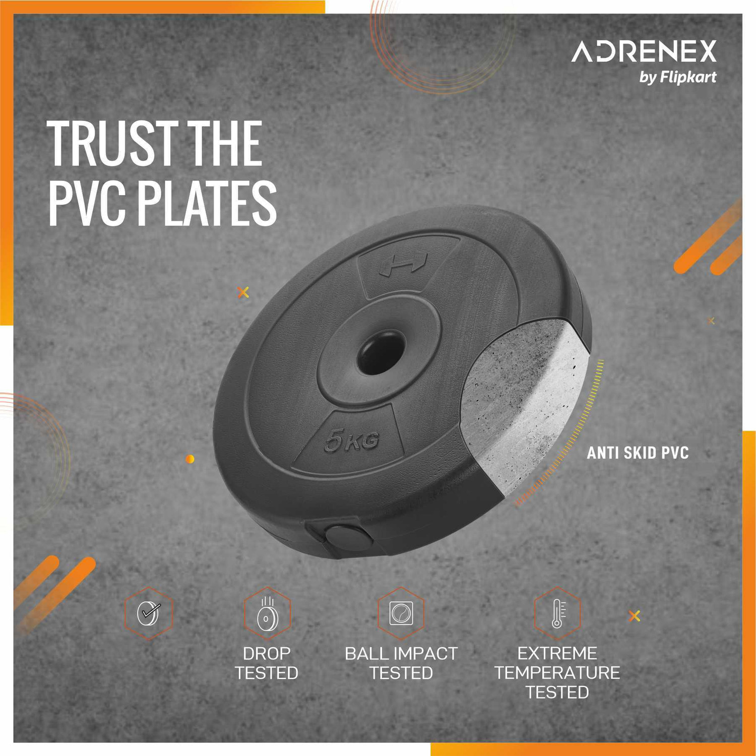 Image of Adrenex 50 kg with Straight, Curl , Dumbbell Rods , PVC Dumbbells & Gym Accessories Home Gym Combo