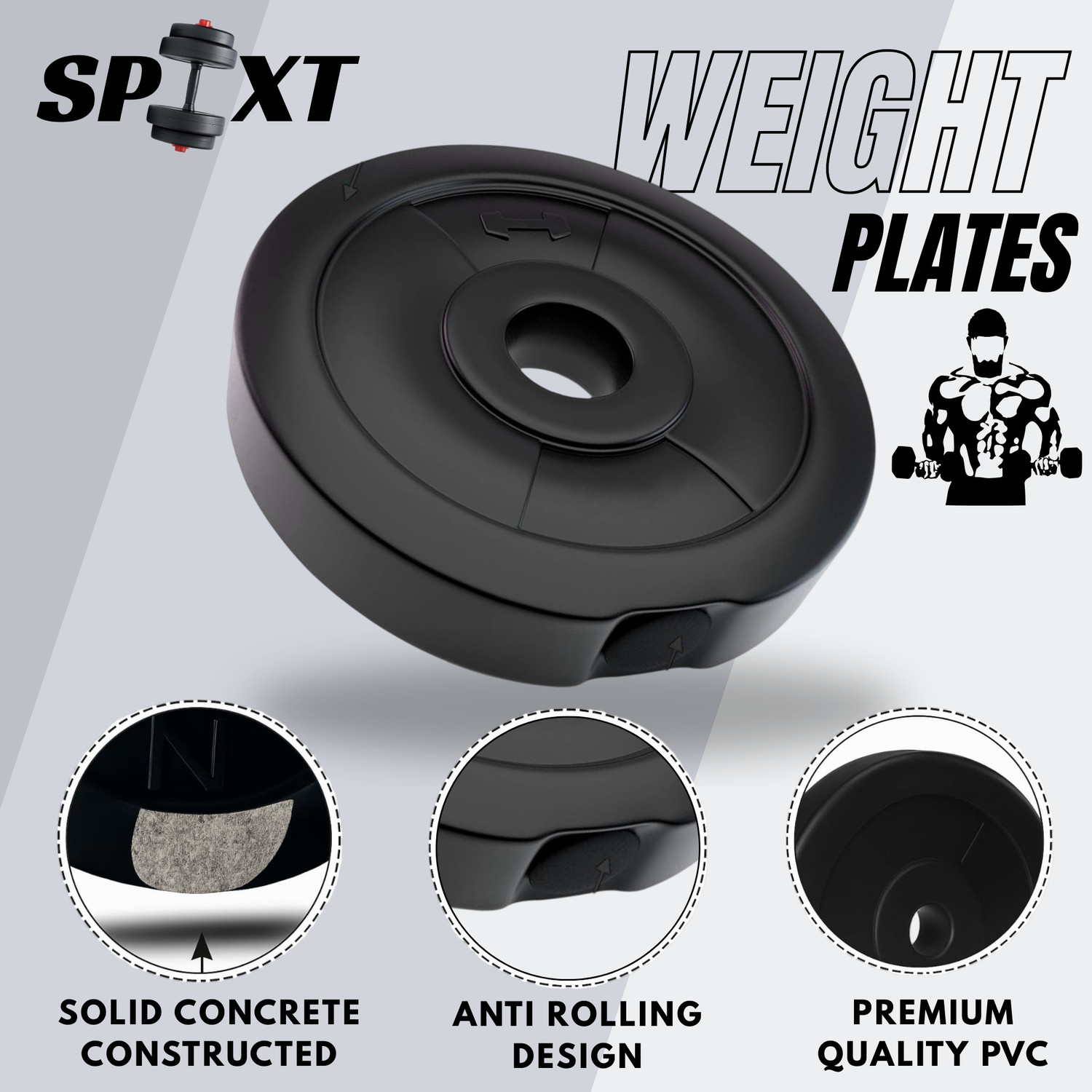 Image of SPIXT 30 kg 30KG PVC Home & Gym Combo 3ft Curl Rod Adjustable Dumbbell Home Gym Combo
