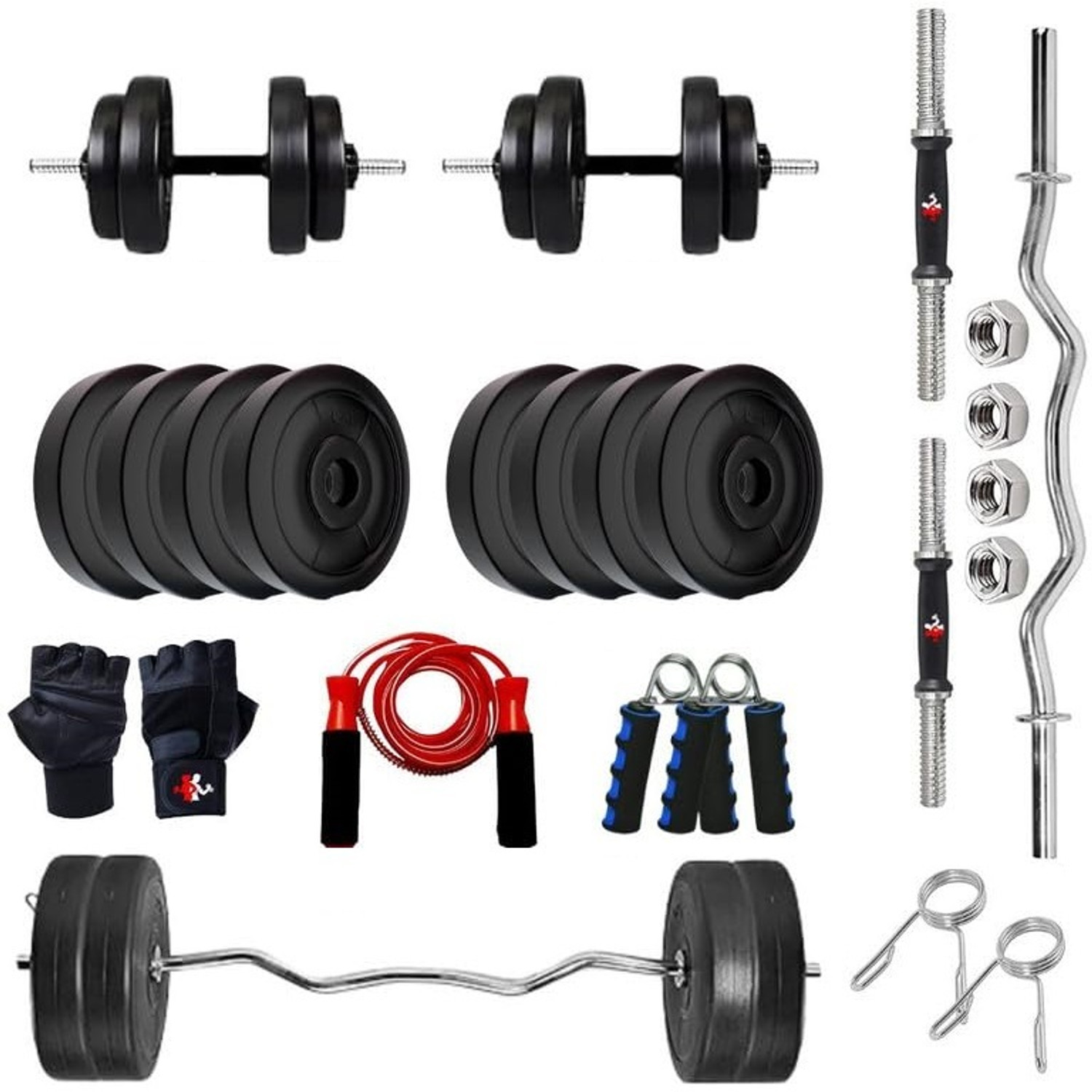 Image of SPIXT 30 kg 30KG PVC Home & Gym Combo 3ft Curl Rod Adjustable Dumbbell Home Gym Combo