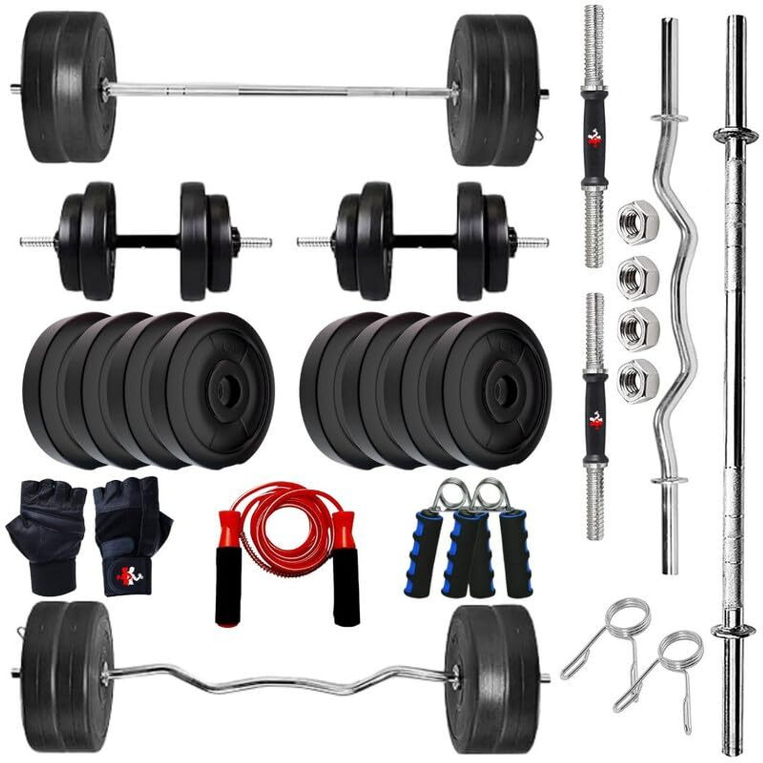 Image of SPIXT 30 kg 30KG PVC Home & Gym Combo 3ft Curl Rod Adjustable Dumbbell Home Gym Combo