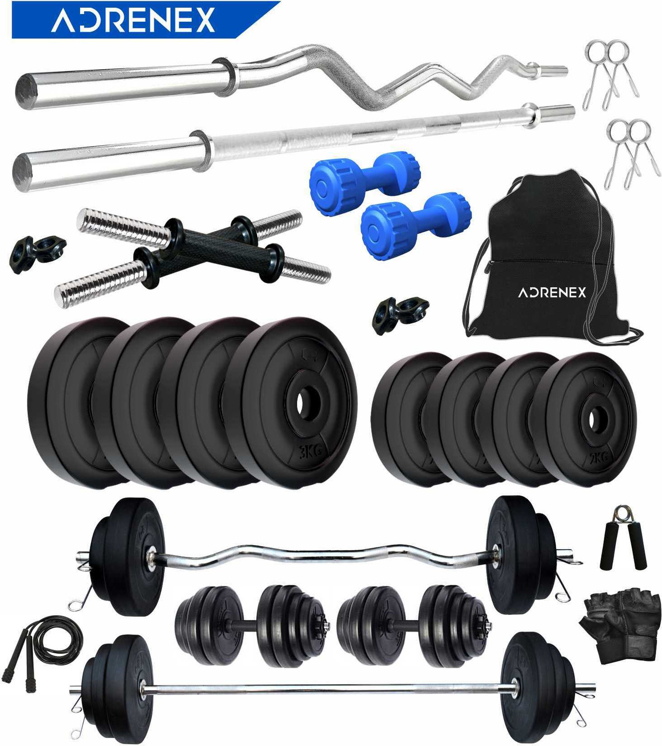 Image of ShivamSportss 0.4 kg 30 KG PVC Weight Set With 3Ft Straight Rod & Acc Home Gym Combo