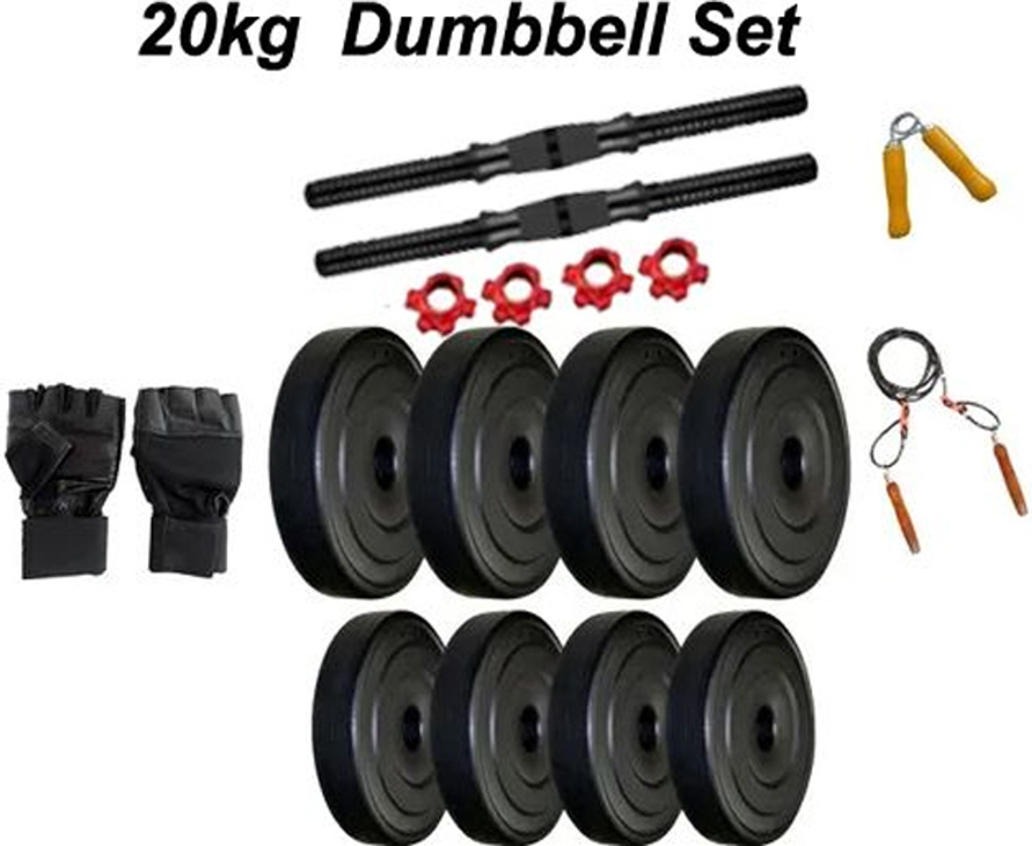 Image of ANSH FIT 0.025 kg 30KG PVC Weight Training Set with Dumbbell Rod Pair & 3ft Straight Bar Home Gym Combo