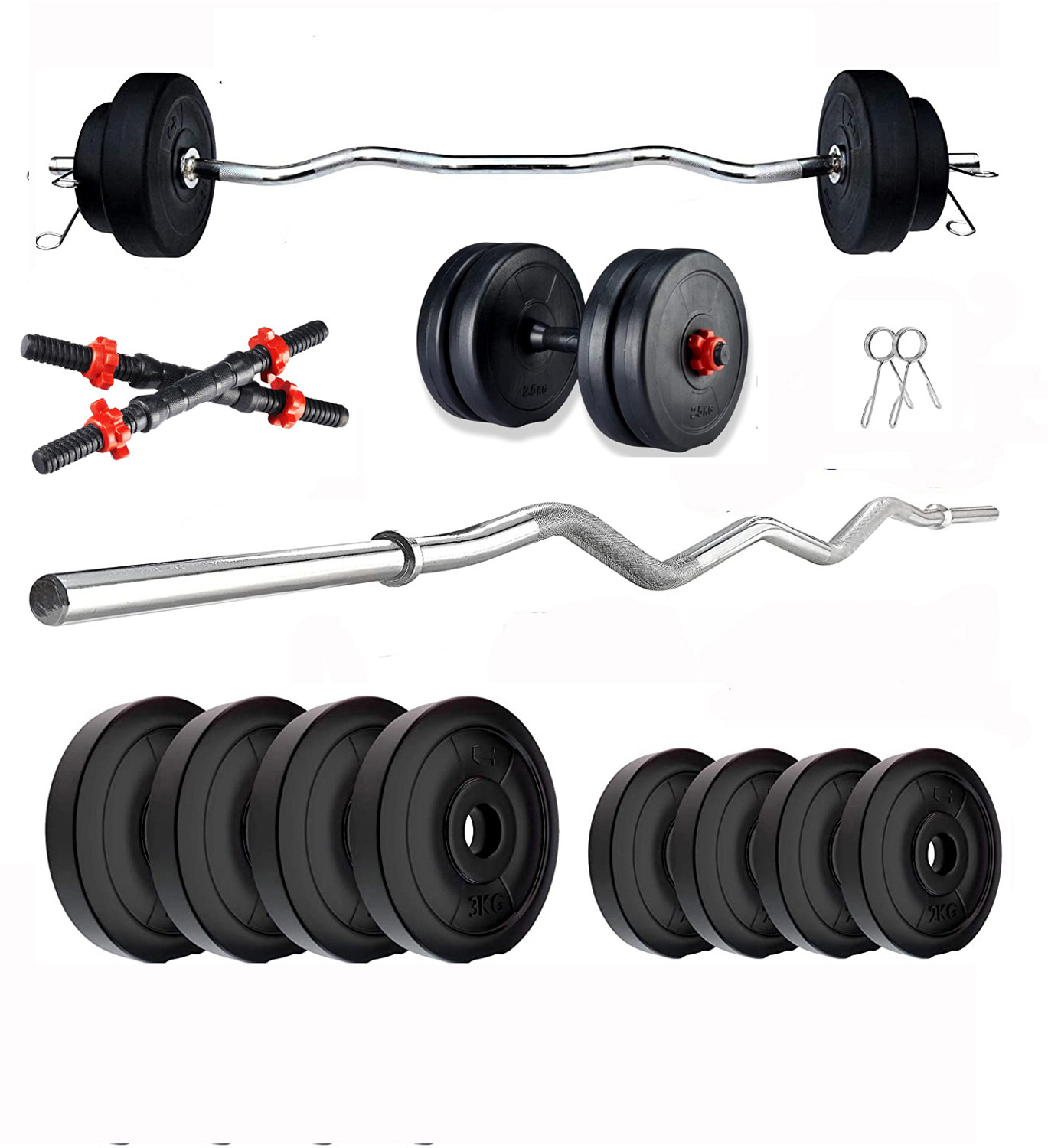 Image of SPIXT 30 kg 30KG PVC Home & Gym Combo 3ft Curl Rod Adjustable Dumbbell Home Gym Combo