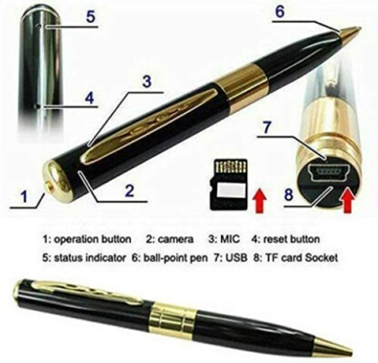 Image of PERAMISYM AQA20 Spy Pen Camera Full HD Hidden Quality Home Security Recording,Transfer Spy Camera (32 GB, 1 Channel)