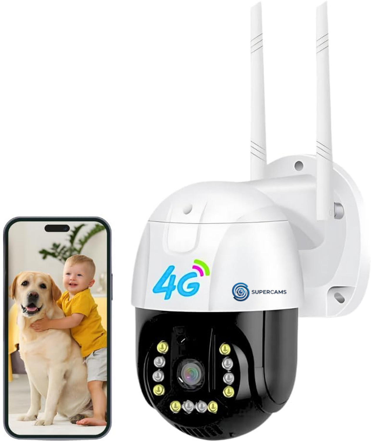 Image of Estervig Realistic Fake Dummy Security Camera with LED Light for Home, Office Use, 4Pcs Security Camera
