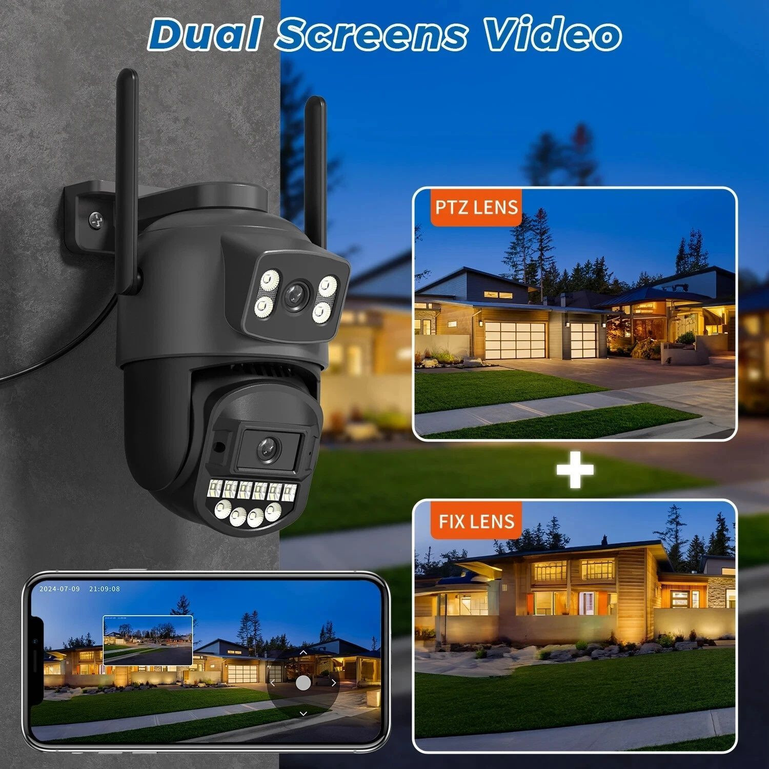 Image of PARADISEECOM Dual Lens PTZ WiFi CCTV Camera 8MP | Motion Tracking Security Camera (128 GB, 1 Channel)