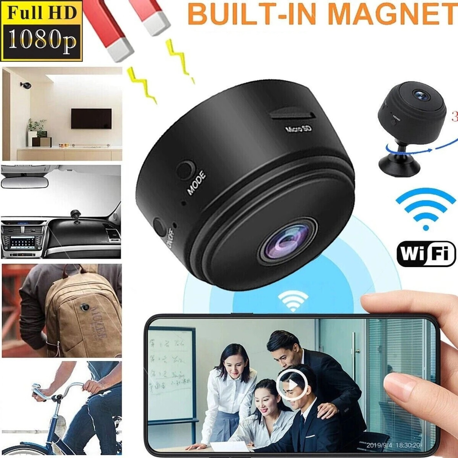 Image of itup Ultra Compact Mini Spy Camera WiFi 1080p Pocket Size Hidden Security Camera Security Camera (4 Channel)