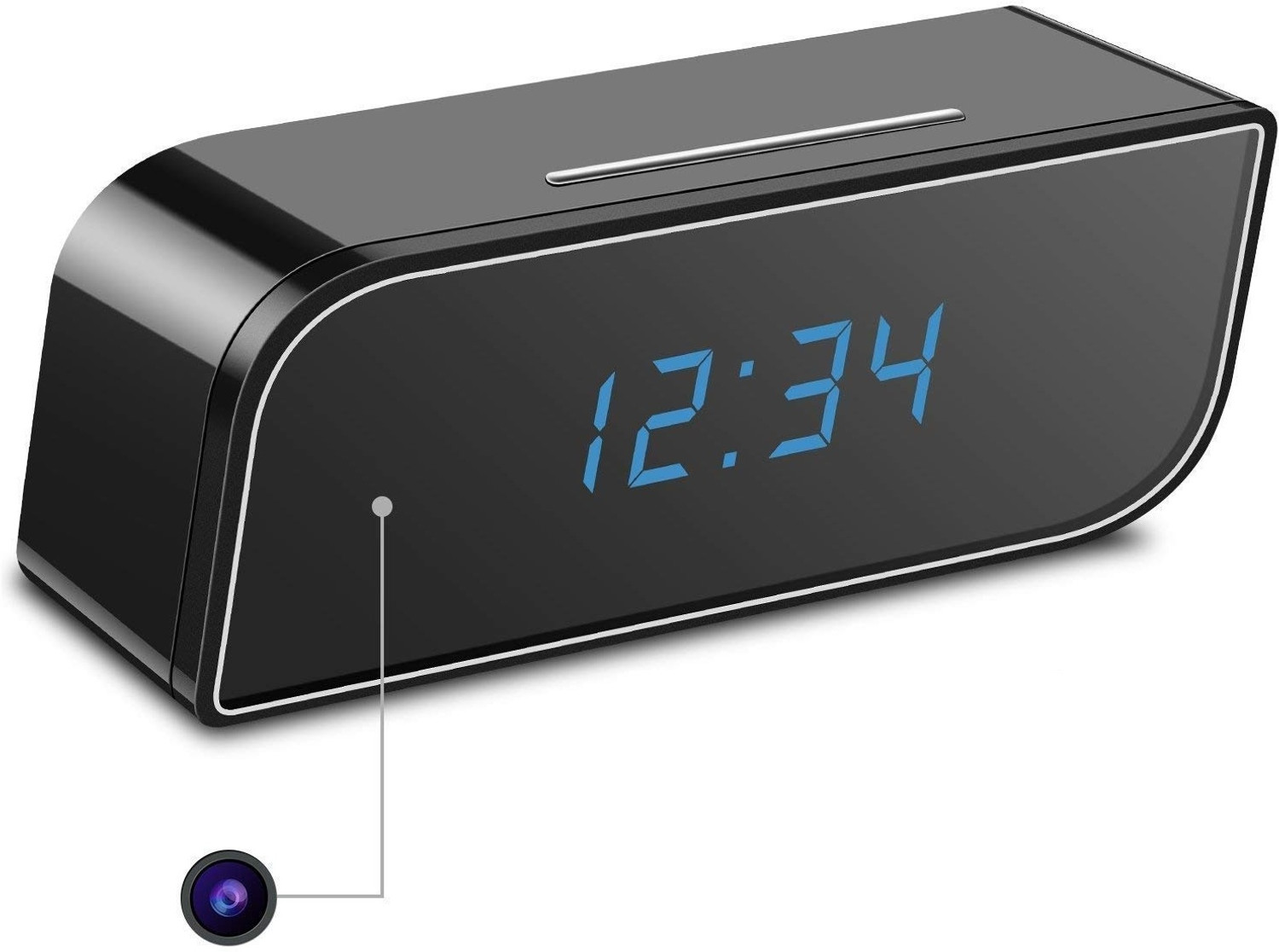 DEROVON WiFi Table Clock Security Camera Audio and Video Recording Motion Detection Security Camera (64 GB, 1 Channel) - Image 1