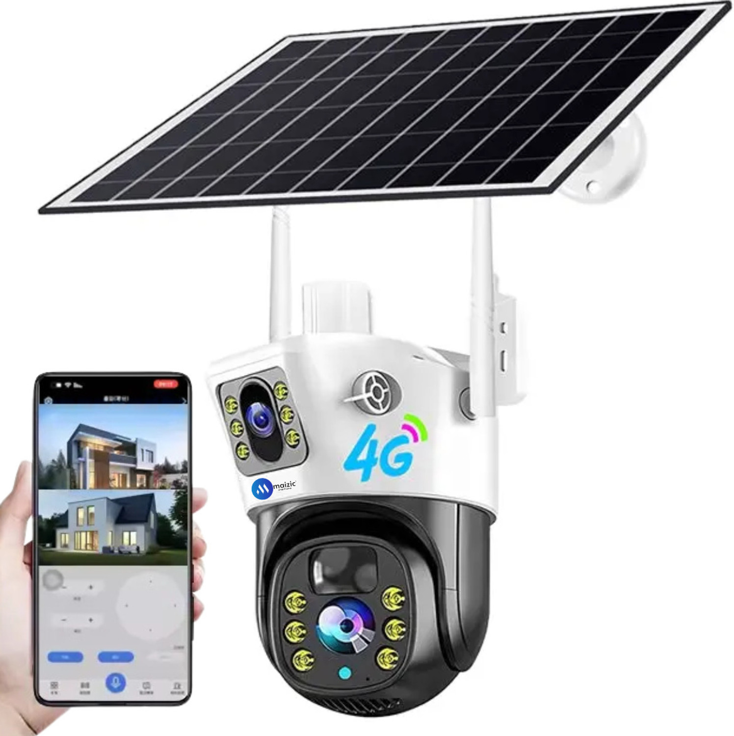 Image of Maizic Smarthome Supercam Mini Dual Lens /Screen PTZ+Bullet 5+5MP Wifi Indoor ( Pack of 2 ) Security Camera (1 Channel)