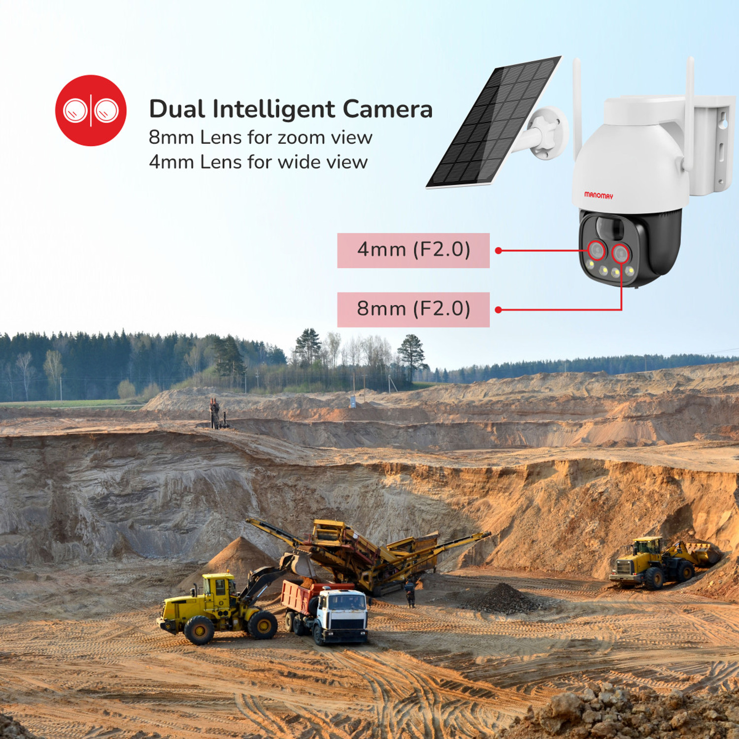 Image of Manomay 4G Protect Dual Green Solar Lens Mini Pan-Tilt Camera Security Camera (1 Channel)