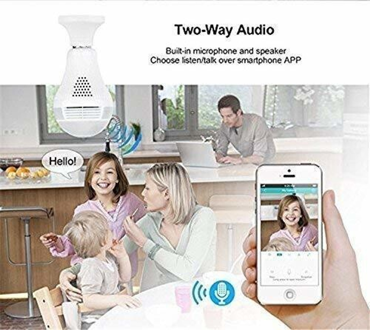 Image of Dhavit Panoramic Spy Bulb Camera with WiFi Enabled Indoor Security Camera Security Camera (1 Channel)