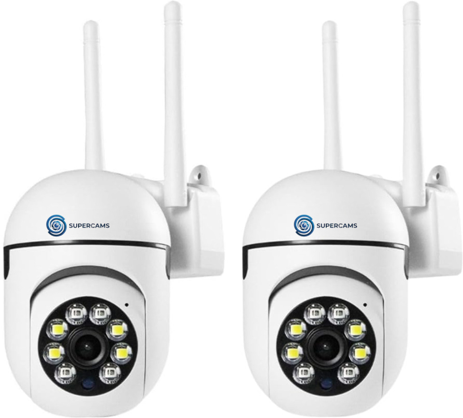 Supercams Pack of 2 WiFi Mini Ptz Cameras 3MP Color Night Vision Security Camera