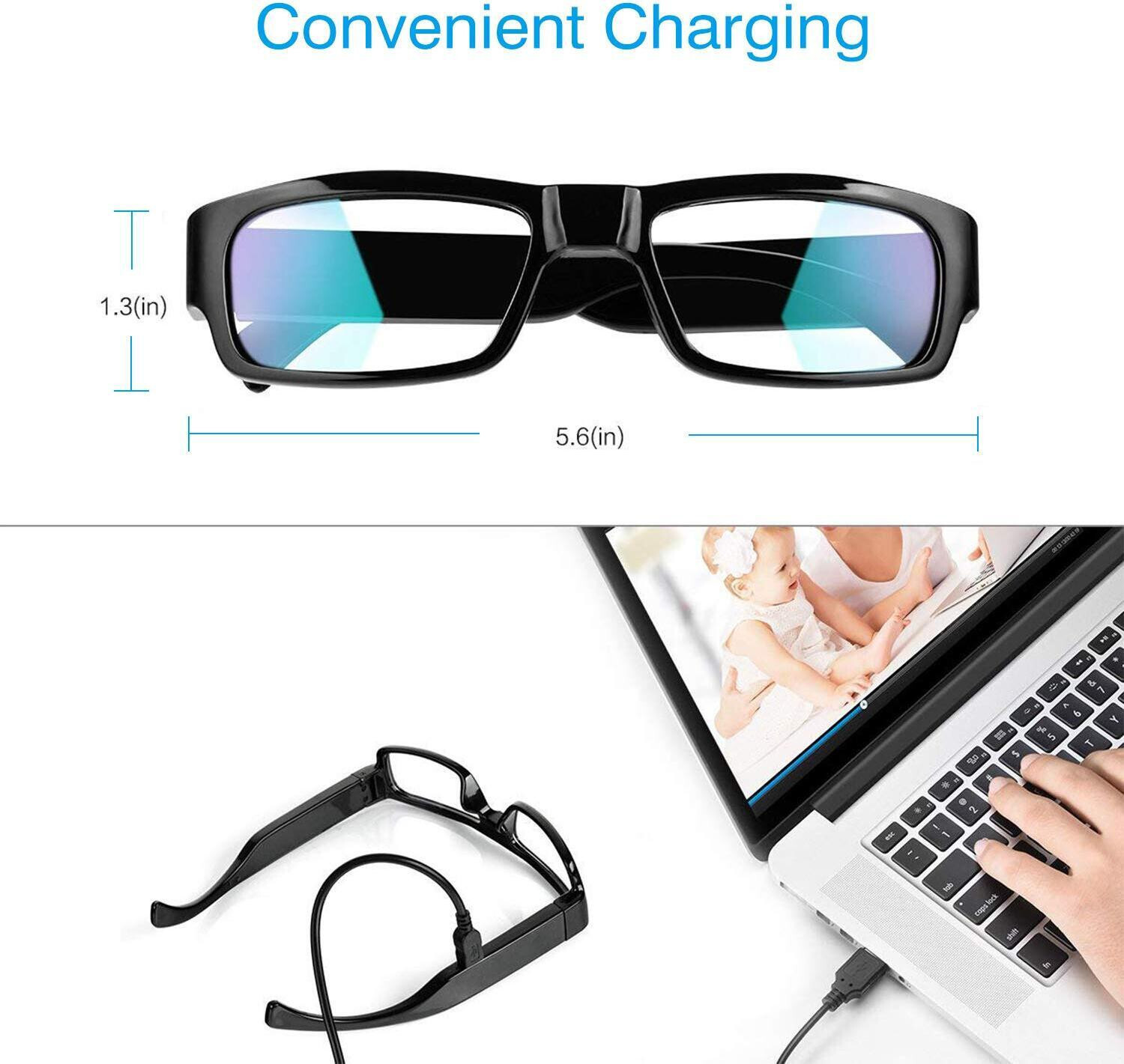Image of Severity 1080P Spy Specs Invisible Lens Secret Mini Cam sd card slot Home Office Meeting Security Camera (1 Channel)