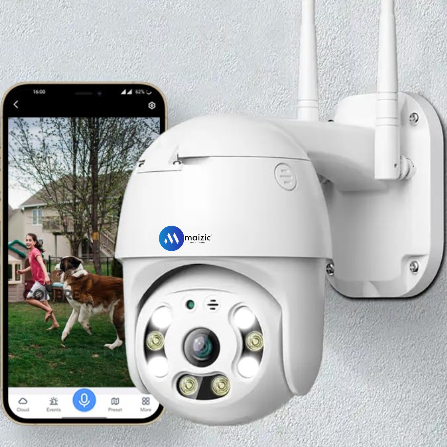 Image of Maizic Smarthome Supercam Mini Dual Lens /Screen PTZ+Bullet 5+5MP Wifi Indoor ( Pack of 2 ) Security Camera (1 Channel)