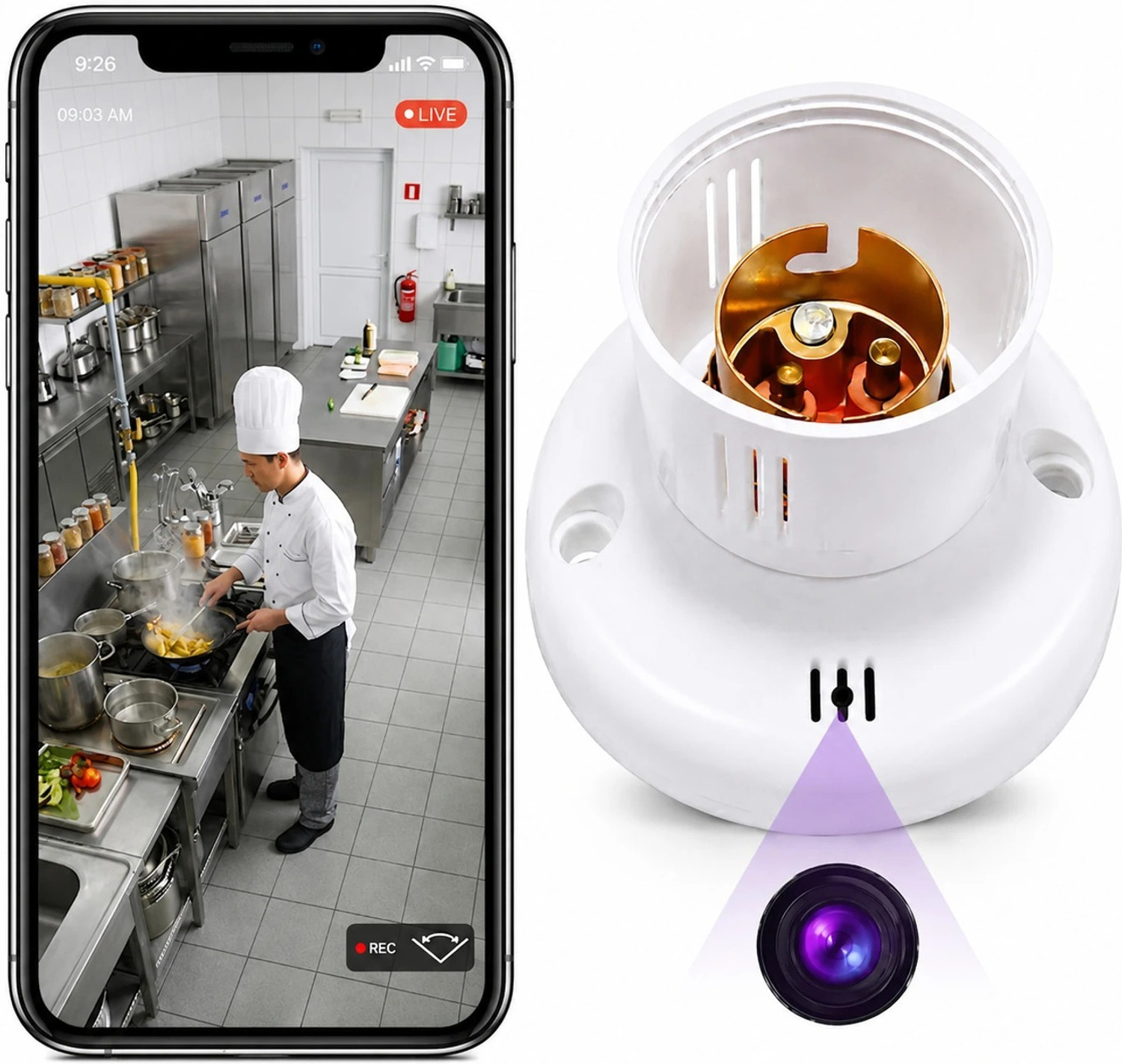 DENVY 1080p Wireless with Motion Detection Bulb Camera Security Camera