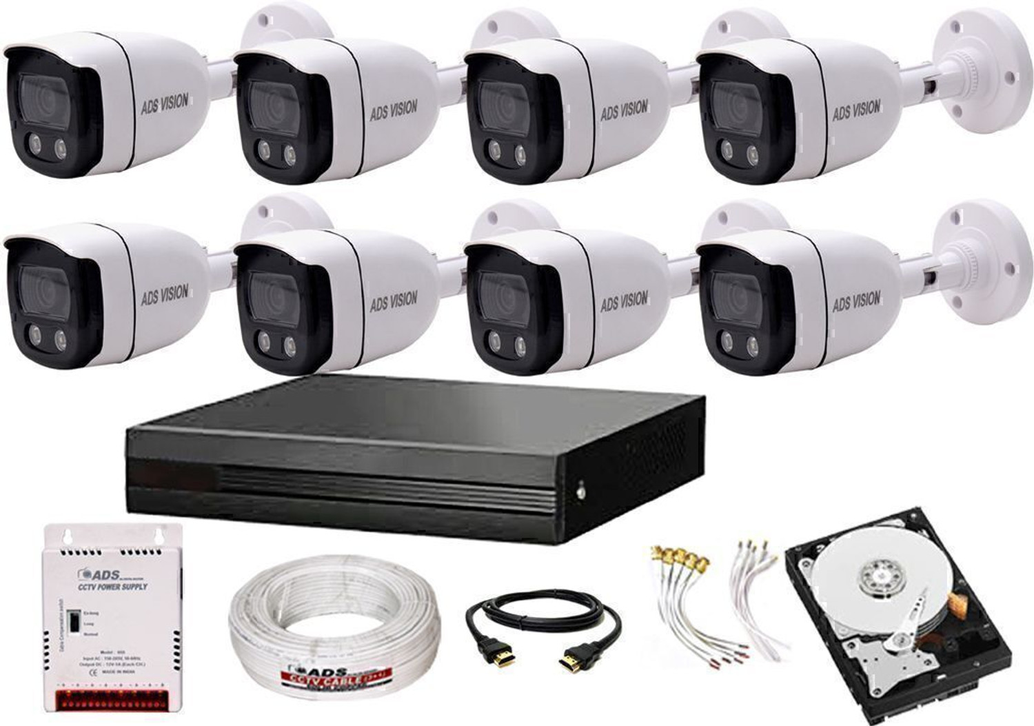 ADS VISION ADS 8CH DVR 8 BULLET Cctv Camera Full Set With 1TB HDD And All Accessories Security Camera Price in India - Buy ADS VISION ADS 8CH DVR 8 BULLET Cctv Camera Full Set With 1TB HDD And All Accessories Security Camera online at Flipkart.com