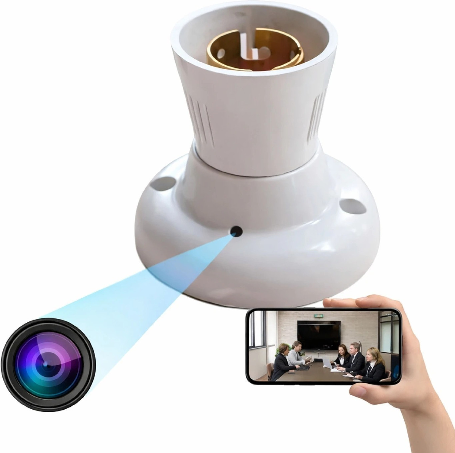 DENVY DENVY WiFi Bulb Holder Camera, Audio Video Recorder, Secret CCTV Camera for Home Security Camera