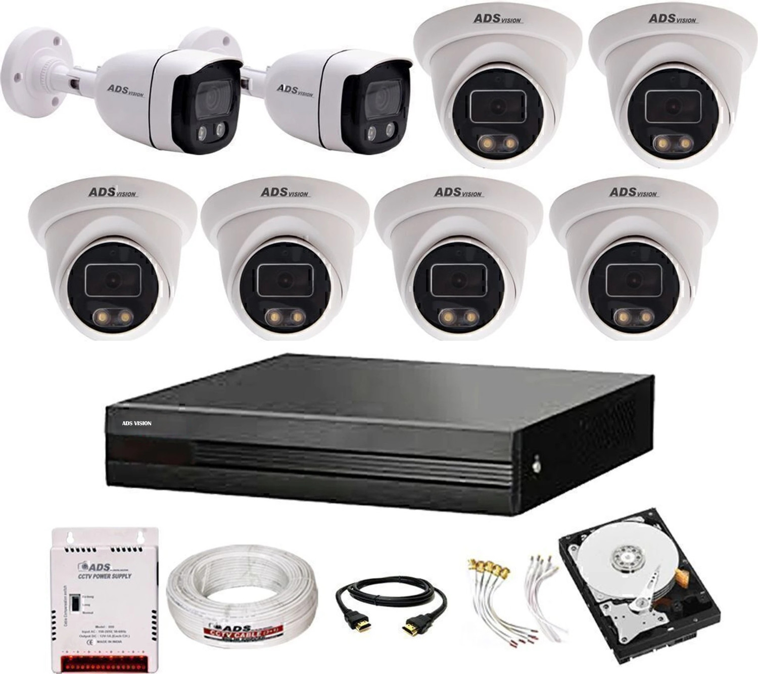 ADS VISION 8CH. Hybrid DVR, 2B/6D CAMERA COLOR VIEW NIGHT VISION COMBO SET With 1TB HDD Security Camera Price in India - Buy ADS VISION 8CH. Hybrid DVR, 2B/6D CAMERA COLOR VIEW NIGHT VISION COMBO SET With 1TB HDD Security Camera online at Flipkart.com