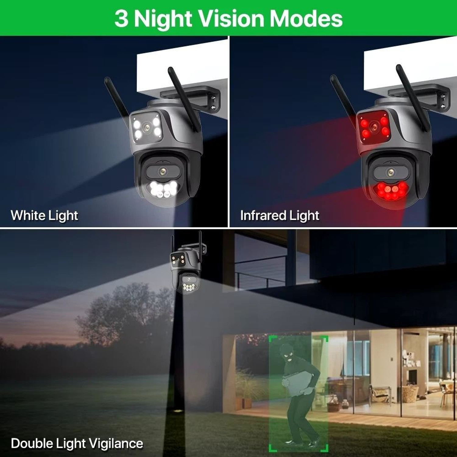 Image of PARADISEECOM Dual Lens PTZ WiFi CCTV Camera 8MP | Motion Tracking Security Camera (128 GB, 1 Channel)
