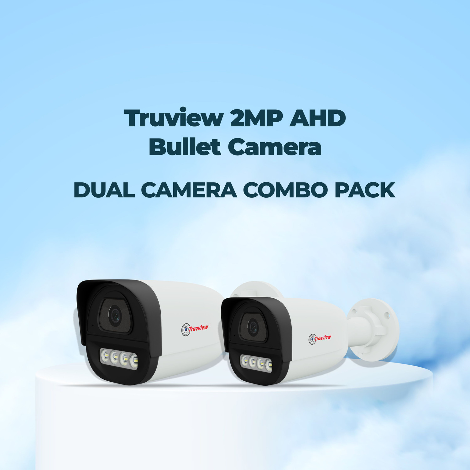 Image of Trueview Pack of 2 2MP HD Bullet CCTV Cameras | Dual Light Color Night Vision Security Camera (2 TB)