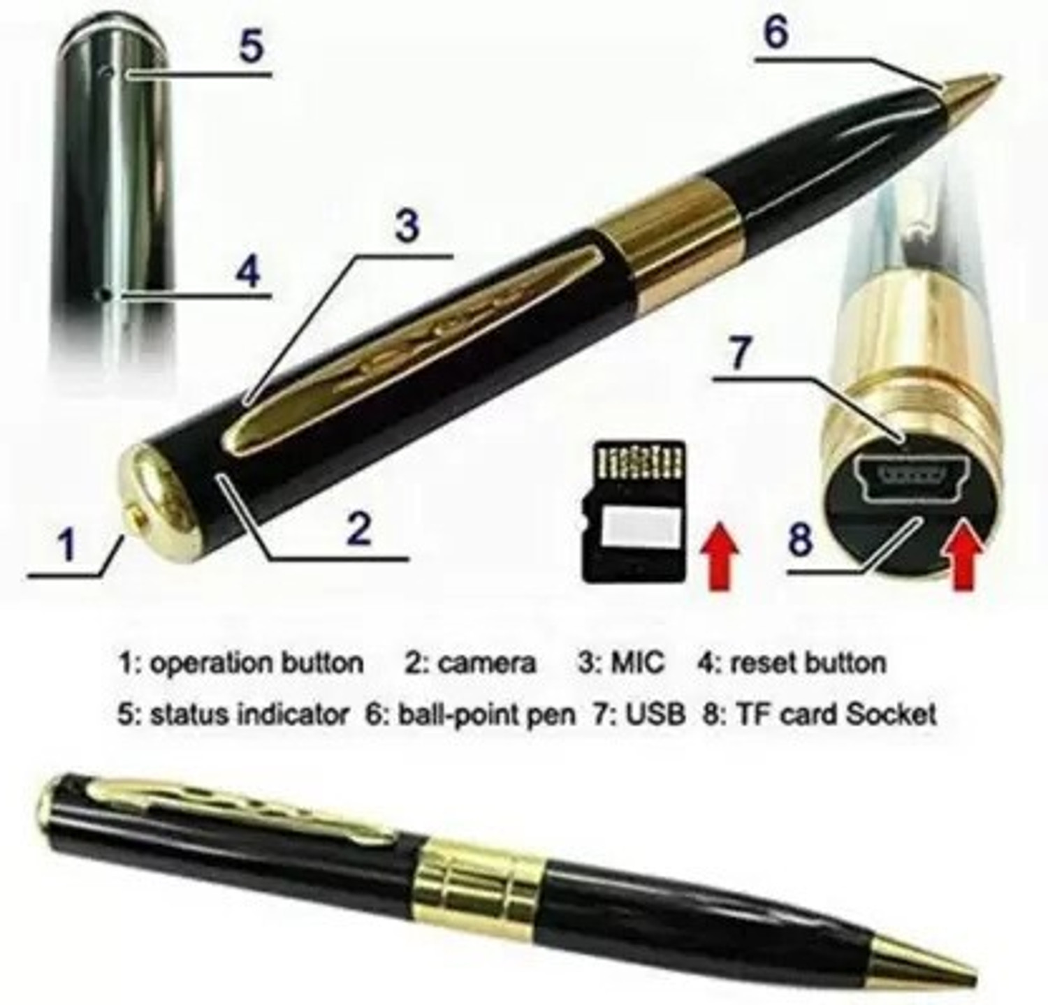 Image of PERAMISYM AQA20 Spy Pen Camera Full HD Hidden Quality Home Security Recording,Transfer Spy Camera (32 GB, 1 Channel)