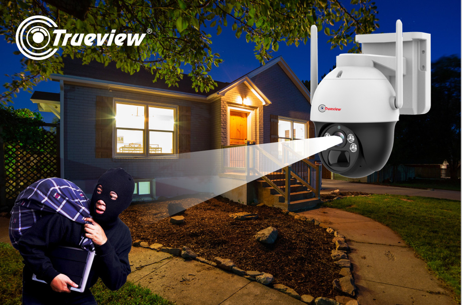 Image of Trueview T18120SF 3Mp HD 4G SIM Based Pan Tilt Outdoor Indoor Water Proof,2 Way Talk Security Camera (1 Channel)