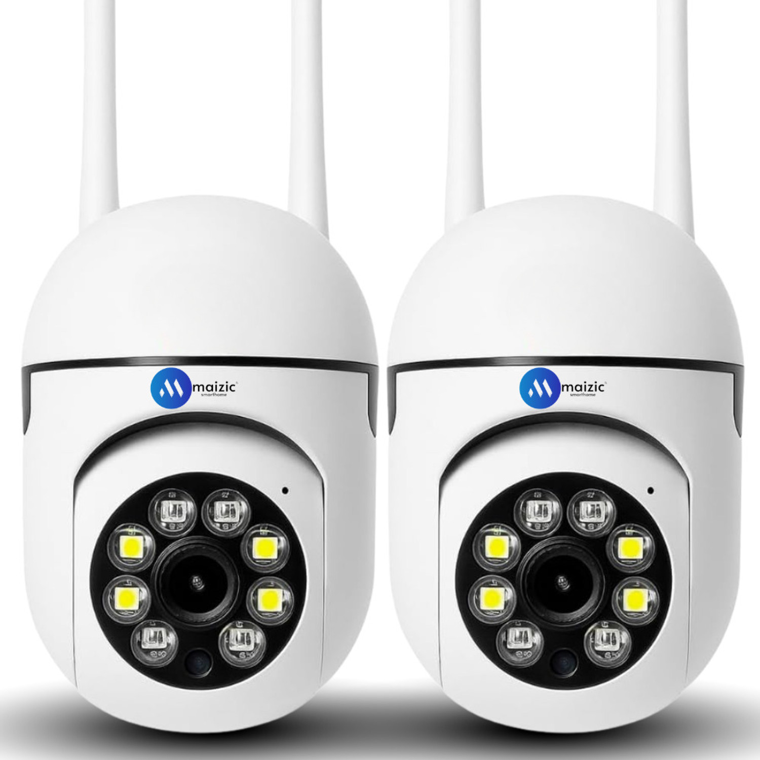 Image of Maizic Smarthome Supercam Mini Dual Lens /Screen PTZ+Bullet 5+5MP Wifi Indoor ( Pack of 2 ) Security Camera (1 Channel)