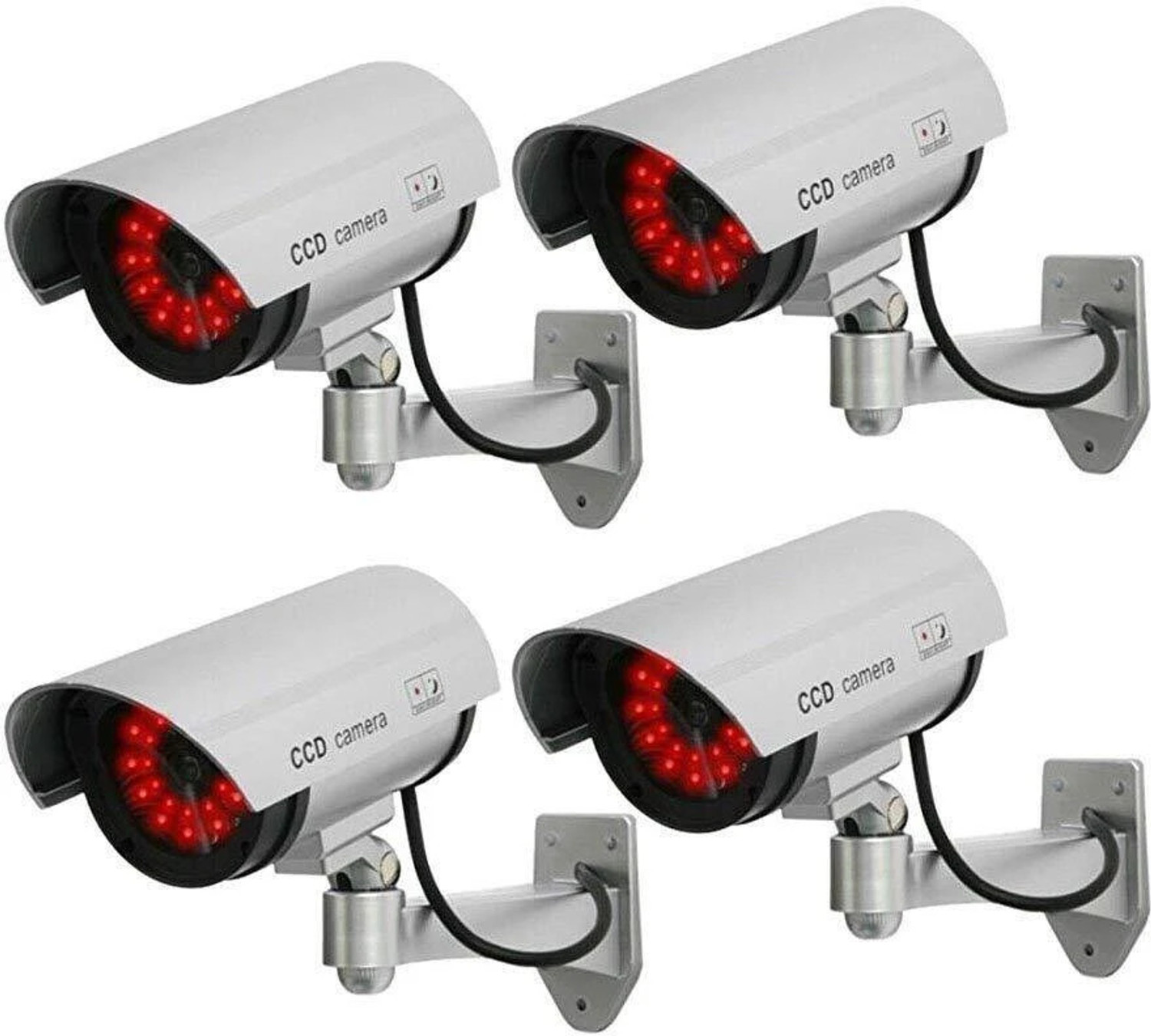 Image of Estervig Realistic Fake Dummy Security Camera with LED Light for Home, Office Use, 4Pcs Security Camera