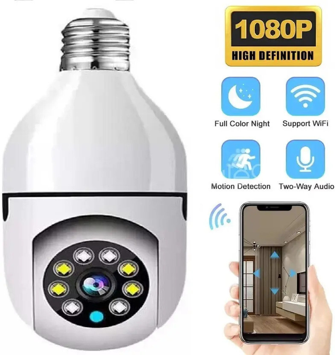 Image of OSHSIZ Ip Network Night Vision Spy 360 Cctv Camera Wifi Ptz Camera Light Bulb Security Camera (64 GB, 1 Channel)