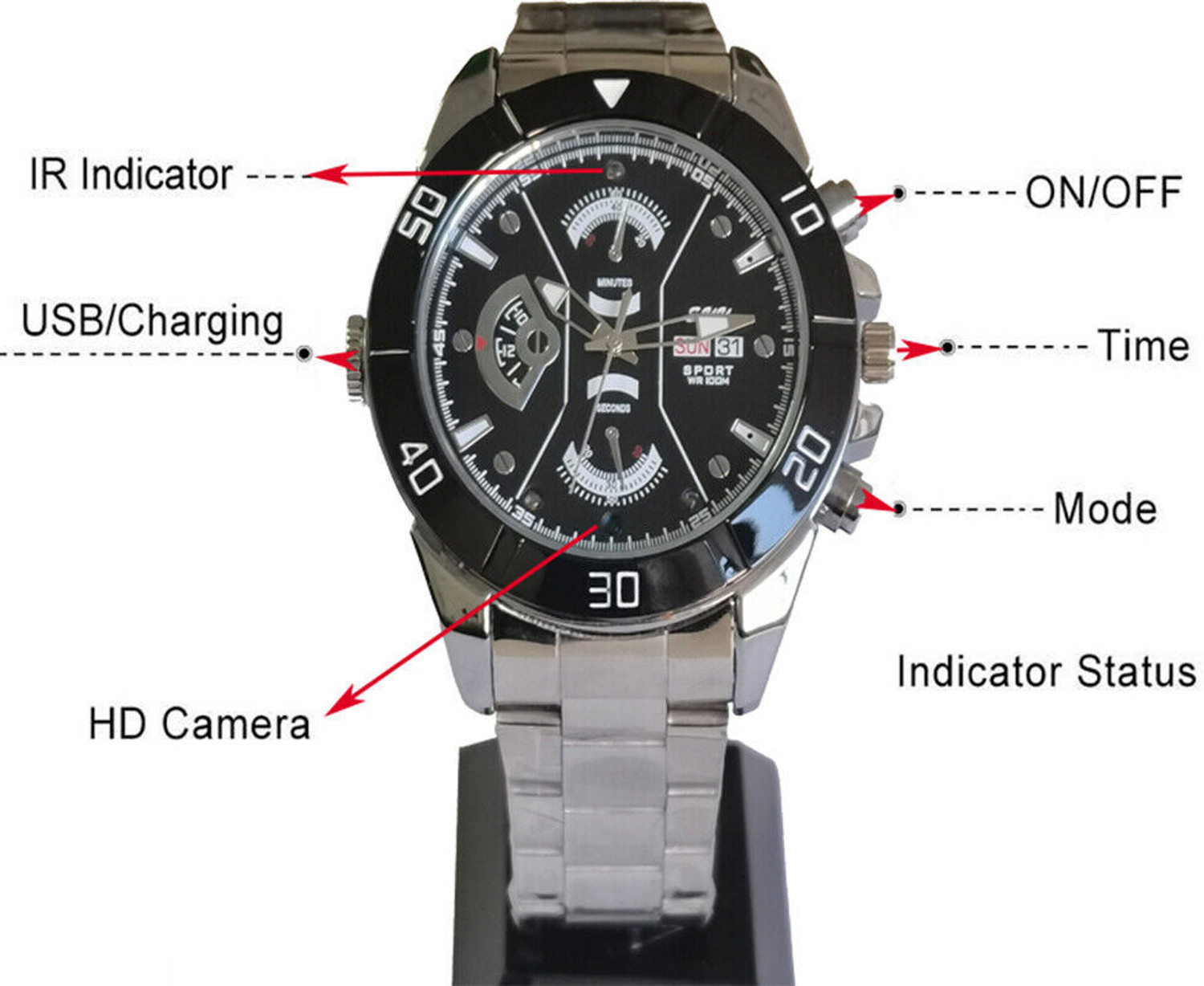Image of Sekuai Wrist Watch Spy 4K Video & Audio Upto 3 HR Recording Time Free 32GB Card Security Camera (32 GB, 1 Channel)