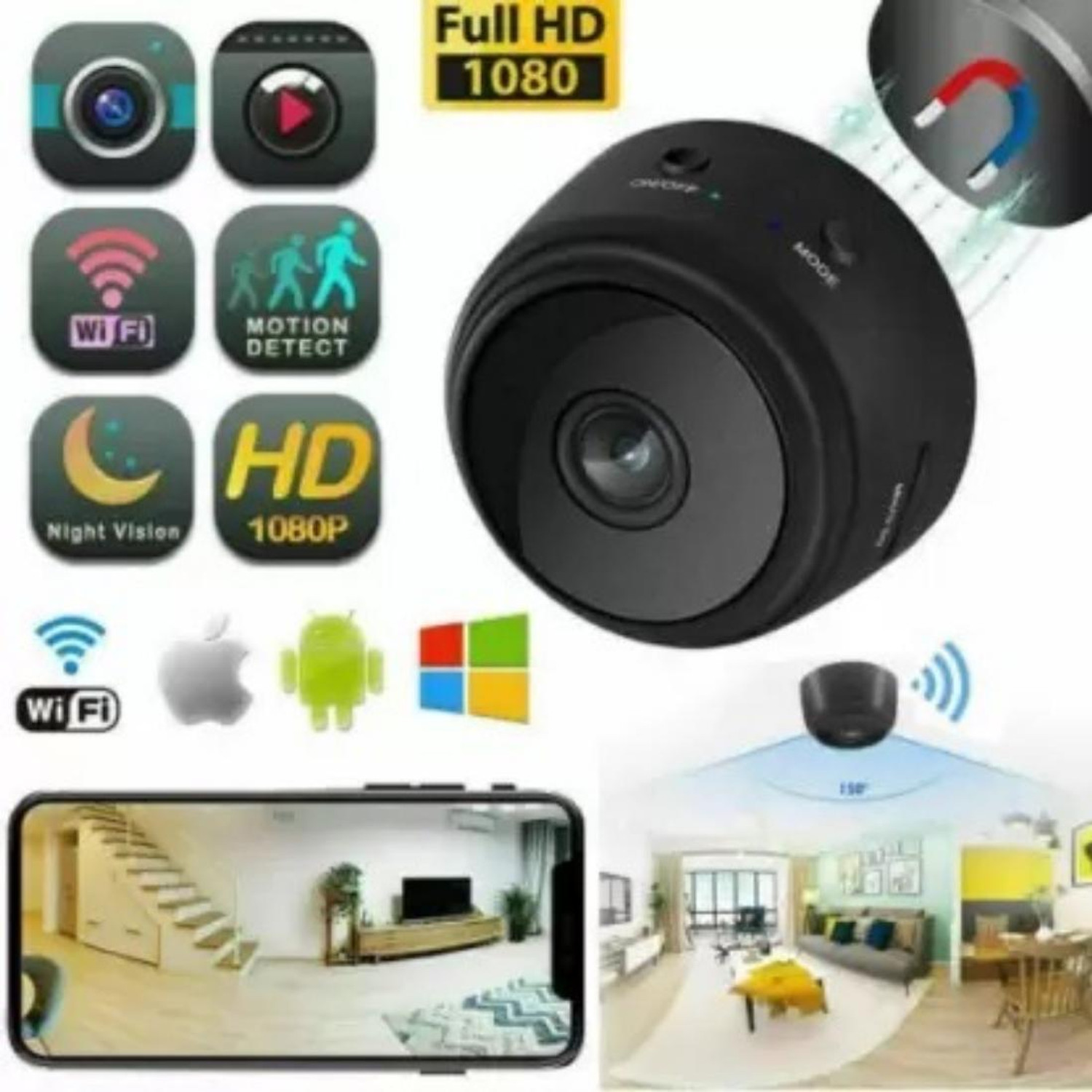 Image of itup Ultra Compact Mini Spy Camera WiFi 1080p Pocket Size Hidden Security Camera Security Camera (4 Channel)