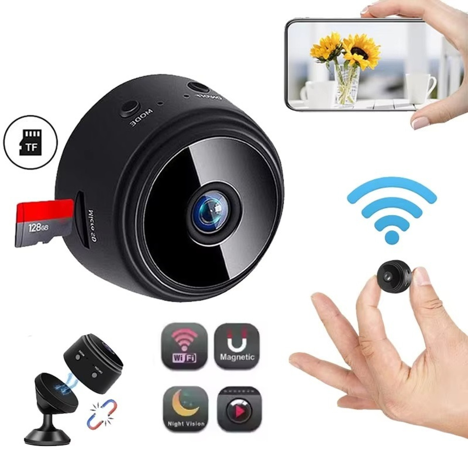 SIOVS WiFi Motion Alert Spy CCTV Camera – 1080P HD, Hidden Magnetic Mount Security Camera Price in India - Buy SIOVS WiFi Motion Alert Spy CCTV Camera – 1080P HD, Hidden Magnetic Mount Security Camera online at Flipkart.com