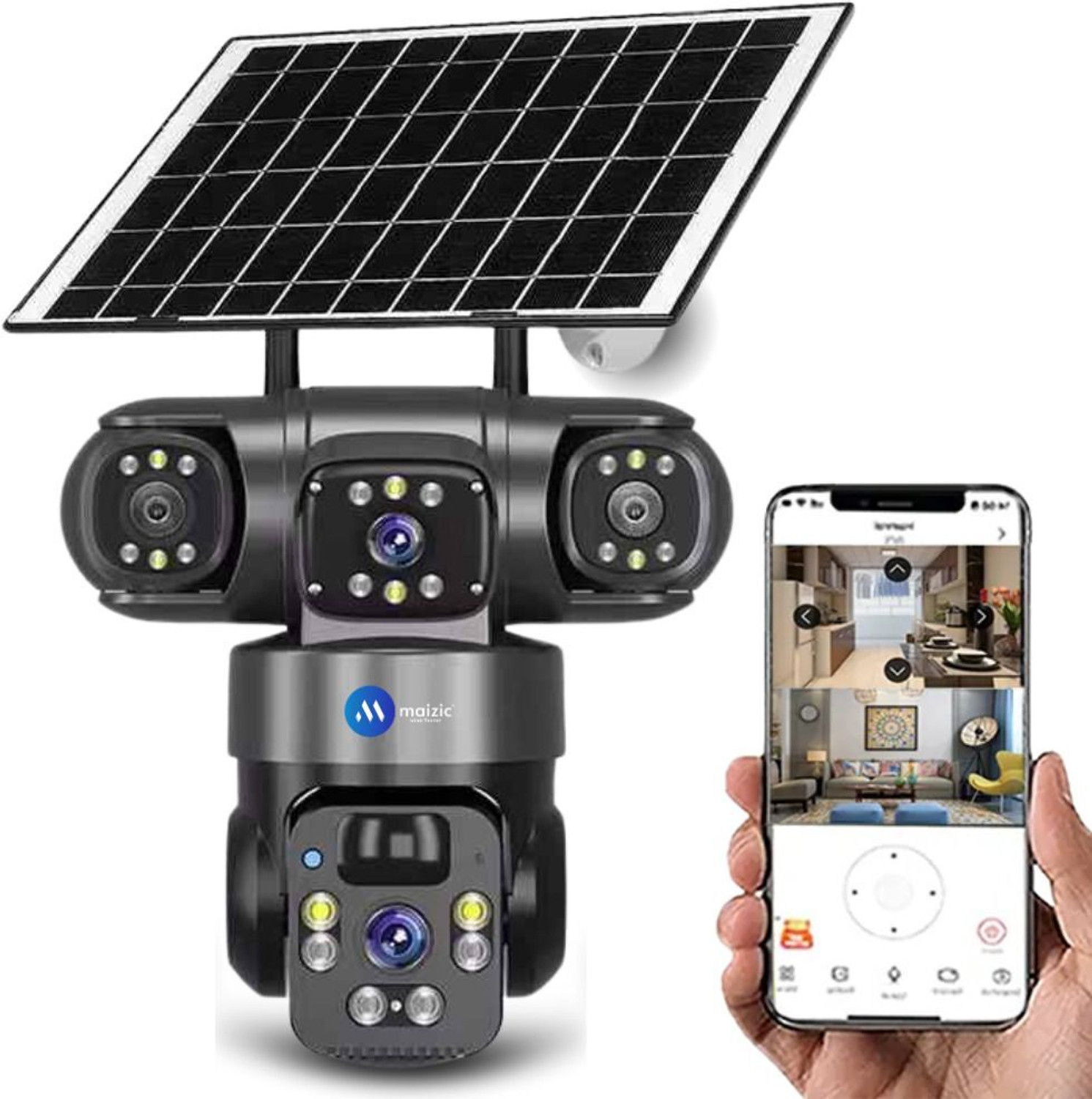 Image of GOLENS WC24H 4G Solar Camera Dual Panel, 4 Lens AI Tracking, Night Vision CCTV Security Camera (256 GB, 4 Channel)