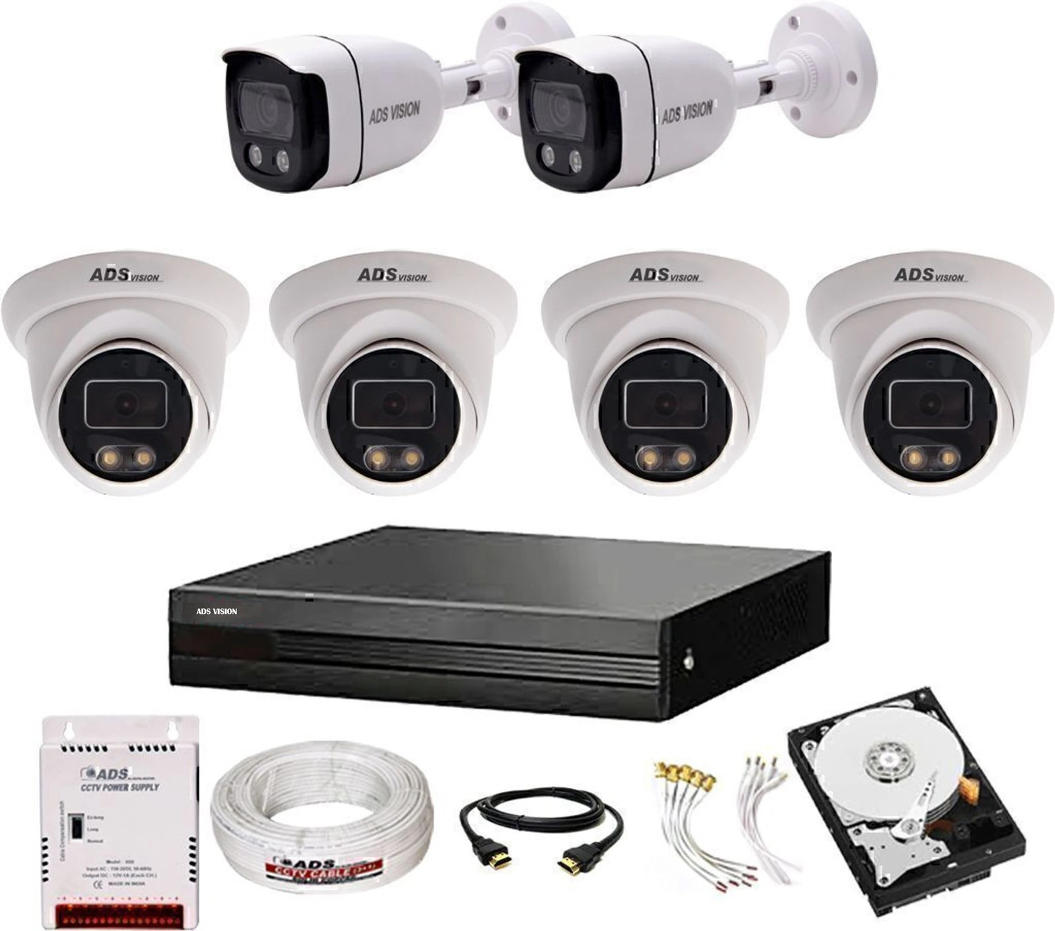 ADS VISION 8CH. Hybrid DVR, 2B/4D CAMERA COLOR VIEW NIGHT VISION COMBO SET With 1TB HDD Security Camera Price in India - Buy ADS VISION 8CH. Hybrid DVR, 2B/4D CAMERA COLOR VIEW NIGHT VISION COMBO SET With 1TB HDD Security Camera online at Flipkart.com