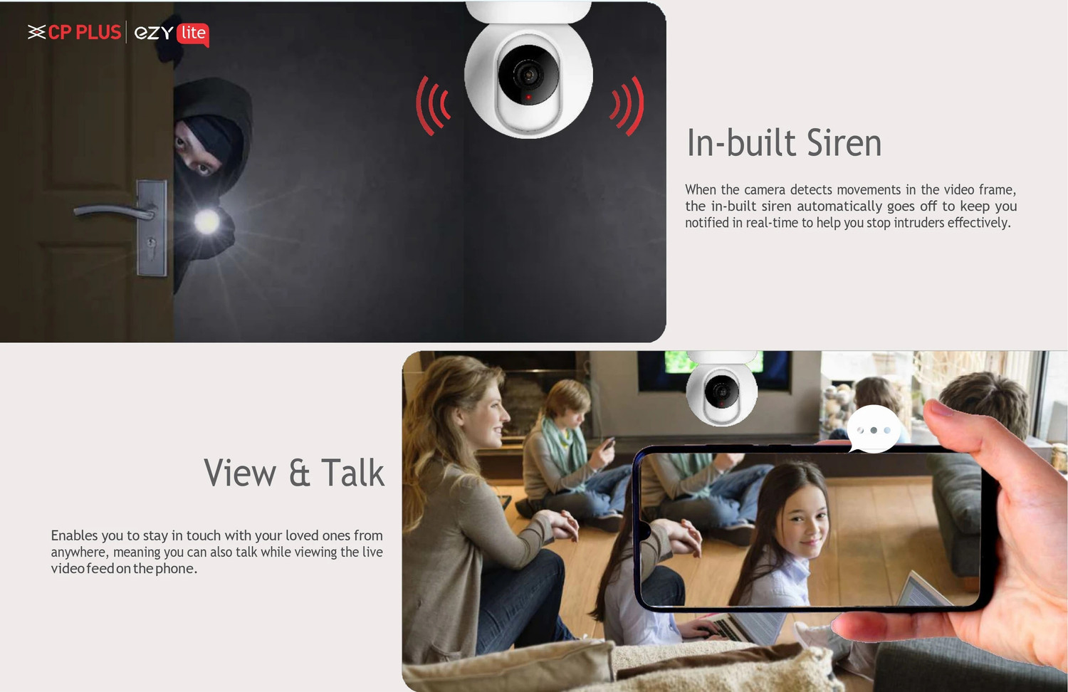 Image of CP PLUS EZ-P23 2MP Wi-Fi PT Indoor with 64GB Memory card 2 Way Talk & Human Detection Security Camera (1 Channel)