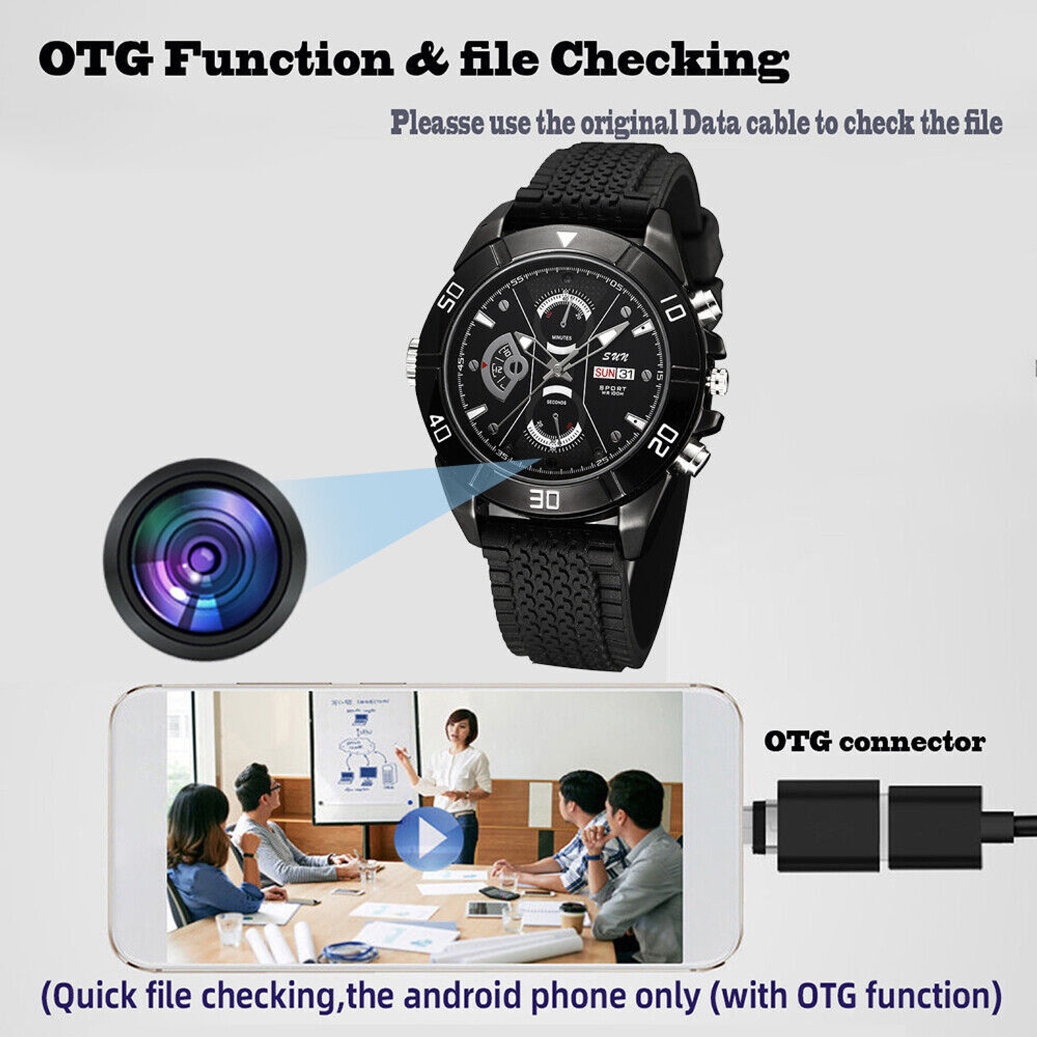 Image of Sekuai Wrist Watch Spy 4K Video & Audio Upto 3 HR Recording Time Free 32GB Card Security Camera (32 GB, 1 Channel)