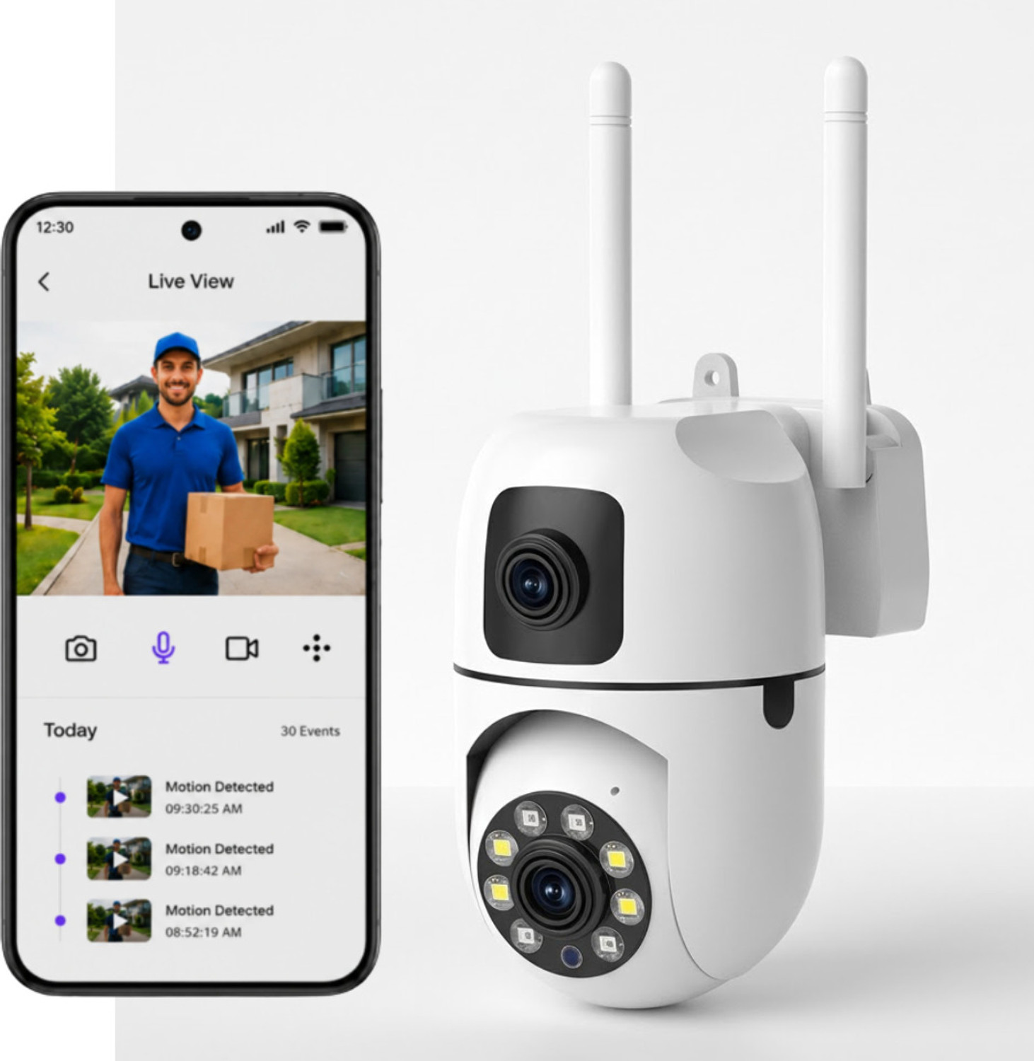 VisionCam Wifi Smart 360° Rotation, Full HD Night Vision & Ai Motion Detection Security Camera (SD Card Support Upto 128 GB, 2 Channel) - Image 1