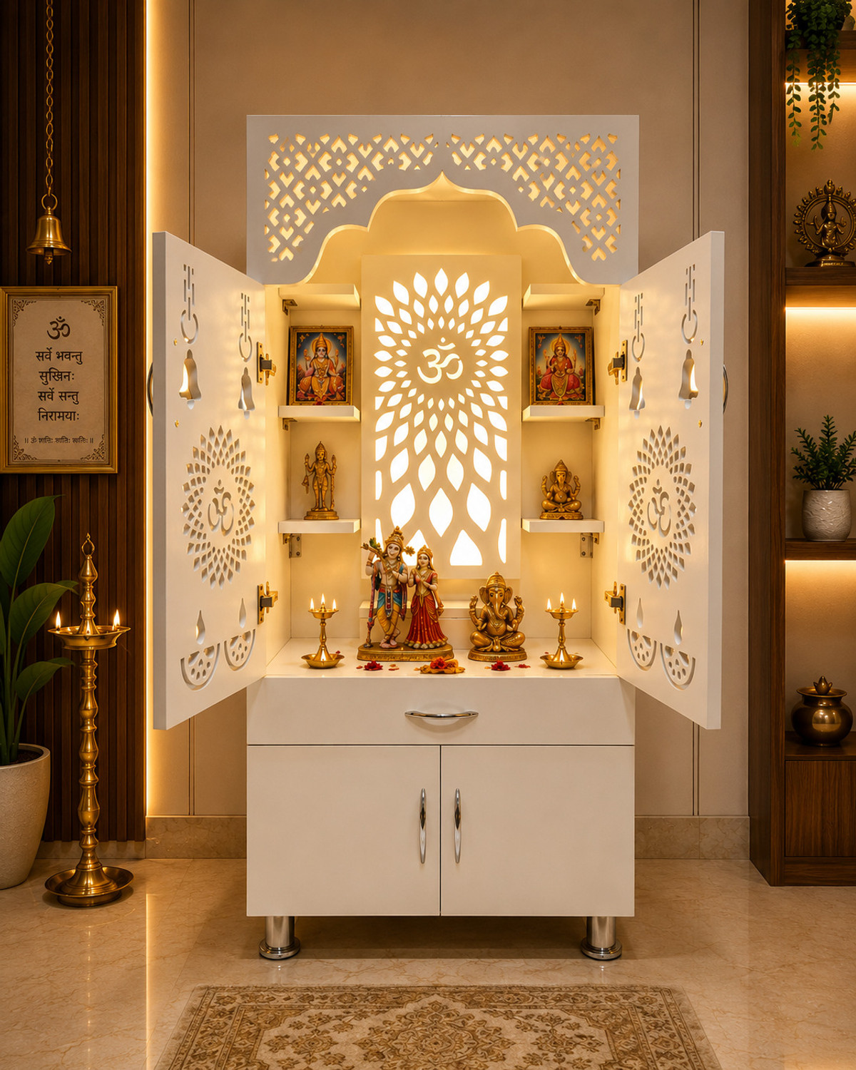 ArhantaCraft Premium Home Temple with LED Light, 130cm - Image 1