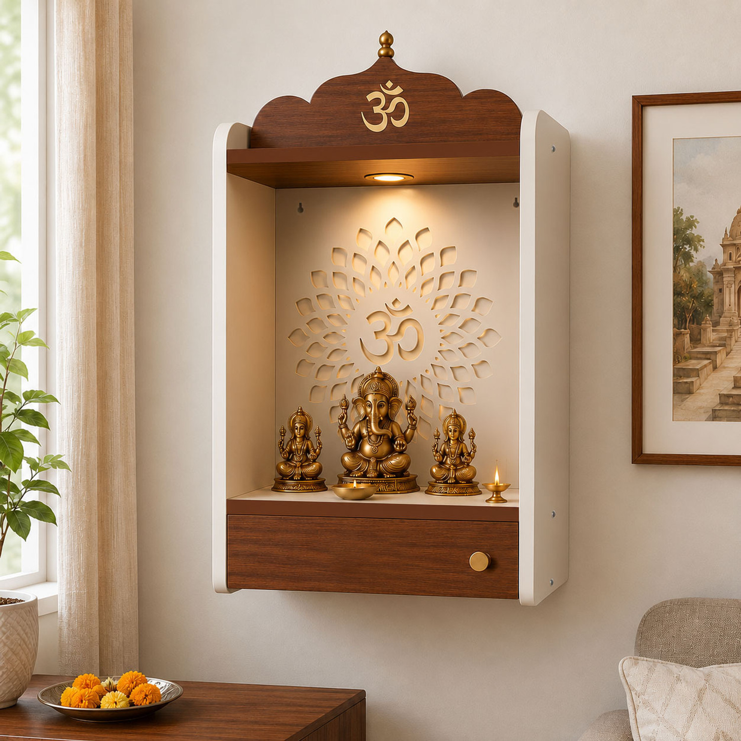 Image of Meciv Solid Wood Home Temple (Height: 145, DIY(Do-It-Yourself))