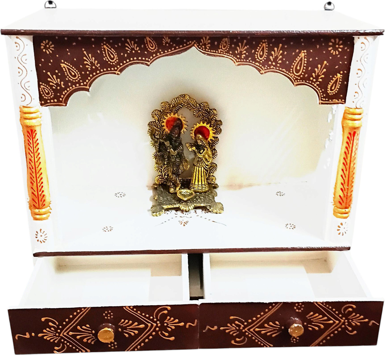 Image of JAMWAIART Wooden Temple for Home Pooja, Arti Solid Wood Home Temple (Height: 55, Pre-assembled)
